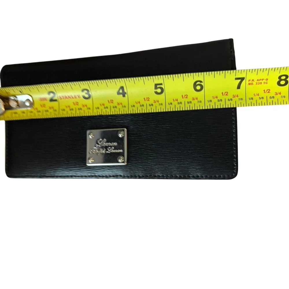 Lauren Ralph Lauren Sloan Street Slim Bifold Wallet Black Snap Close Zipper Logo